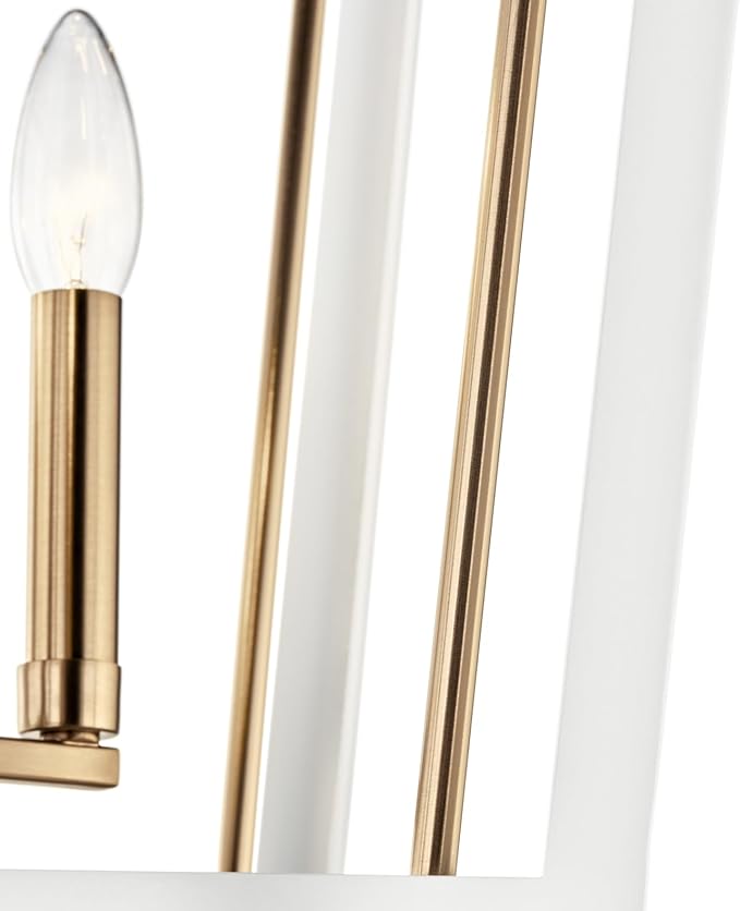 Kichler Delvin 4-Light Pendant, Updated Traditional Light with Clear Glass in Champagne Bronze and White, for Foyer, Dining Room, Living Room, Office, Bedroom, or Kitchen, 52619CPZWH
