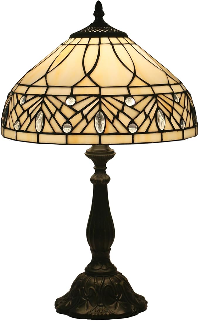Tiffany Lamp Yellow Baroque Stained Glass Style Table Lamp Desk Bedside Reading Light 12 Inches Bedroom Living Room Office Home Decor