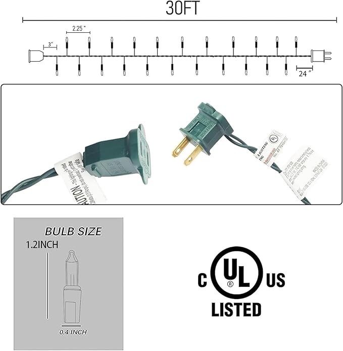 Dazzle Bright Christmas Mini String Lights, 2 Pack Total 60FT 300 Incandescent Green Wire Fairy Lights UL Certified Christmas Decorations for Indoor Outdoor Yard Party Xmas Tree Decor, Multicolor