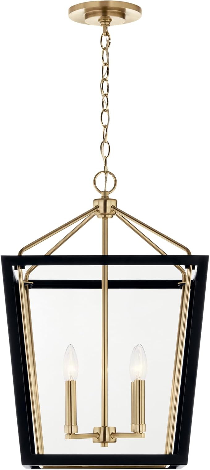 Kichler Delvin 4-Light Pendant, Updated Traditional Light with Clear Glass in Champagne Bronze and Black, for Foyer, Dining Room, Living Room, Office, Bedroom, or Kitchen, 52619CPZBK