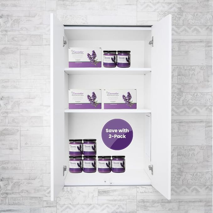 Odor Eliminating Candle Set (Lavender) - Pack of 2 (12oz) | 90 Hour Burn Time | Premium Soy Wax Candles | Eliminates 99% of Pet, Kitchen, & Smoke Odors | Eco-Friendly & Long-Lasting