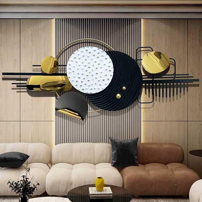 Ironelle Metal Wall Art Modern Art Black White Wall Decor Art Large 59" x 22" Abstract Wall Decor for Living Room Dining Room Bedroom Aathroom Kitchen Hanging Wall Sculptures