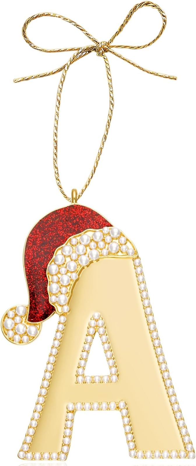 2025 Christmas Initial Ornament, Letter Ornaments for Xmas Tree,Hanging Christmas Red Hat Ornament for Mother Best Friends Sister Wife