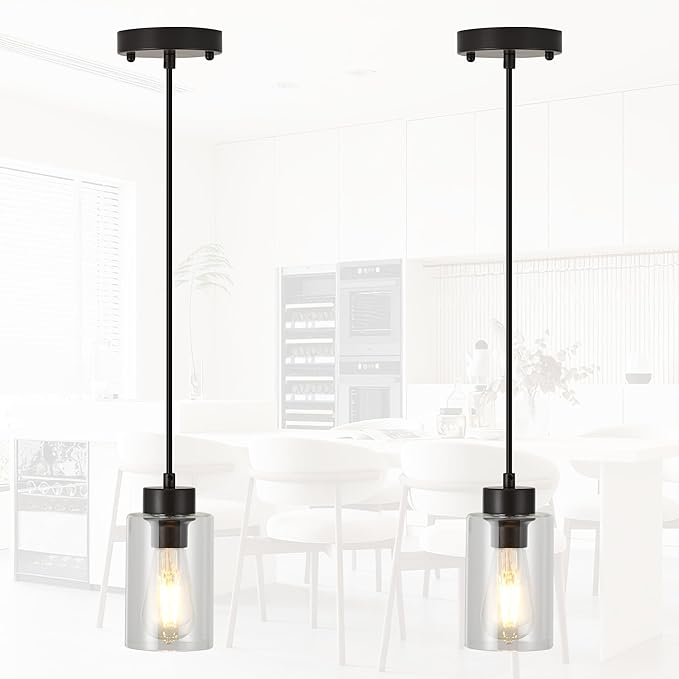 Modern Pendant Light for Kitchen Island, Hanging Ceiling Light Fixture,Oil Rubbed Bronze 2Pack Farmhouse Pendant Lighting for Dining Room Bedroom Bar Office
