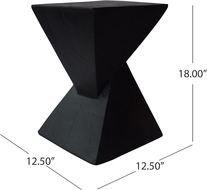 Modern Side Table with Geometric Design, Stylish Accent End Table for Living Room & Bedroom, Contemporary Black Accent Furniture for Home Decor (Black)