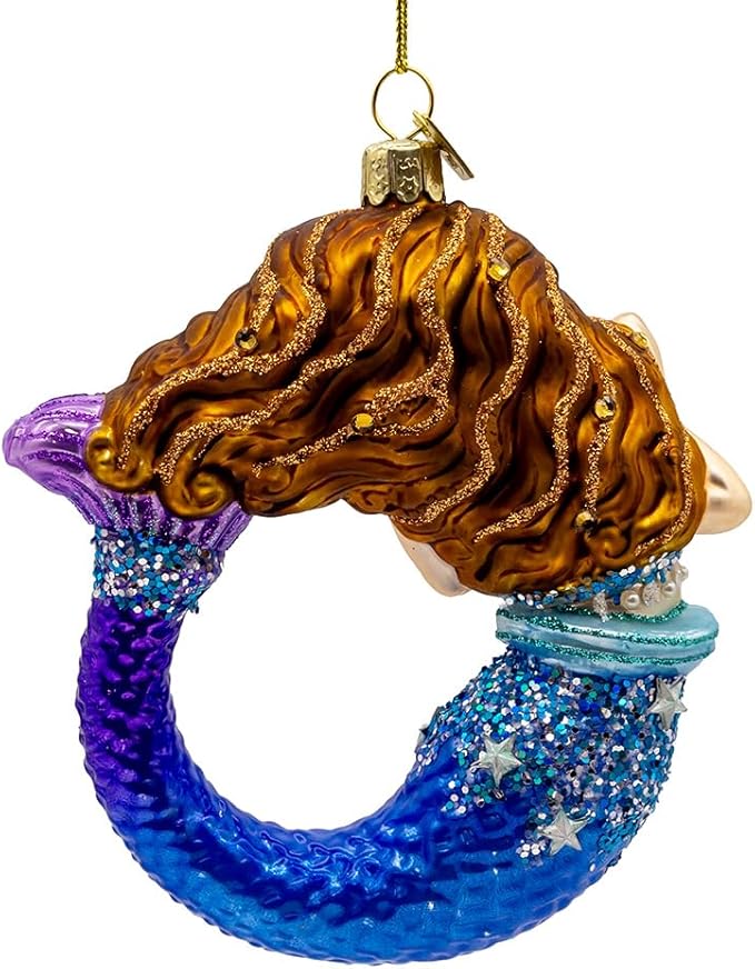 Kurt Adler 4.5" Bellissimo Glass Mermaid Ornament.