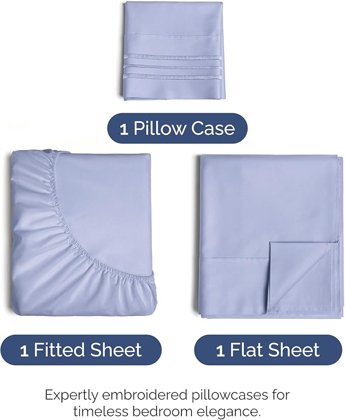 Twin XL Size 3 Piece Sheet Set - Comfy Breathable & Cooling Bed Sheets Set - Hotel Luxury Bedding for Women, Men, Kids, Teens, Boys & Girls - Deep Pockets, Soft and Wrinkle Free - Oeko-Tex - Lavender