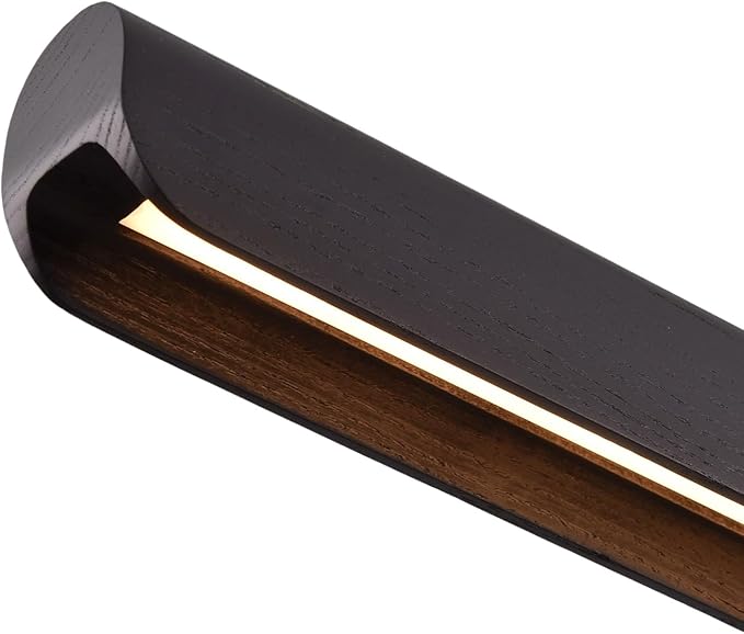 39inch Integrated Led Pendant Light,24w Dimmable Wood Linear Pendant Lighting,Led Modern Island Light with Black Finish,for Kitchen Island,Dining Room,Billiard & Pool Lights