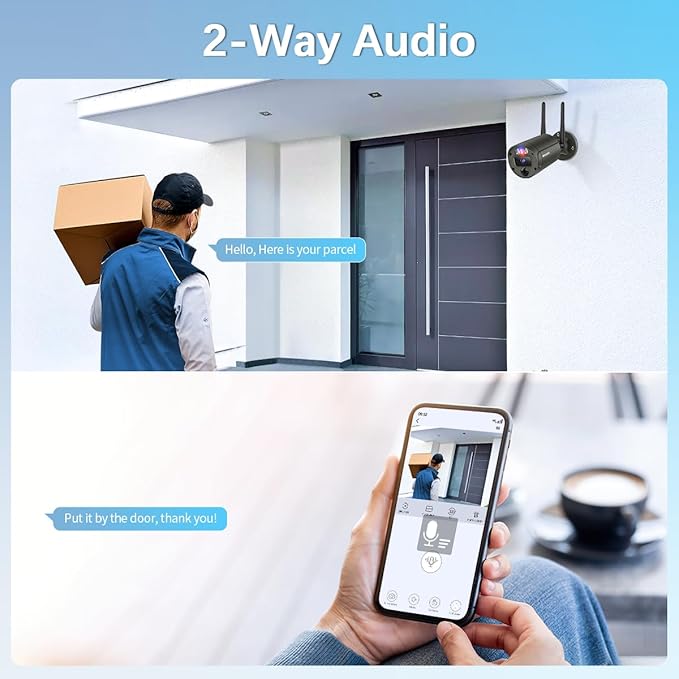 【Flashing LEDs Visual Alert】 Wireless Cameras for Home Security, Wireless Security Camera System, Outdoor WiFi Video Surveillance, NVR Surveillance Camera System