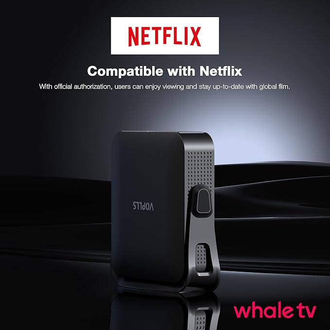 【Officially-Licensed APP & Native 1080P】Thinnest 1.81" Smart Mini Projector with WiFi and Bluetooth, Auto Focus & Keystone Portable Outdoor Projector, VOPLLS 4K Support Home Movie Projector