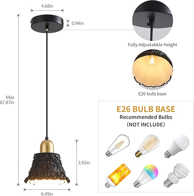 Black Gold Pendant Lights for Kitchen Island,French Vintage Resin Ceiling Hanging Lights Mini Pendant Light Fixture for Dining Room Bedroom Hallway Bar