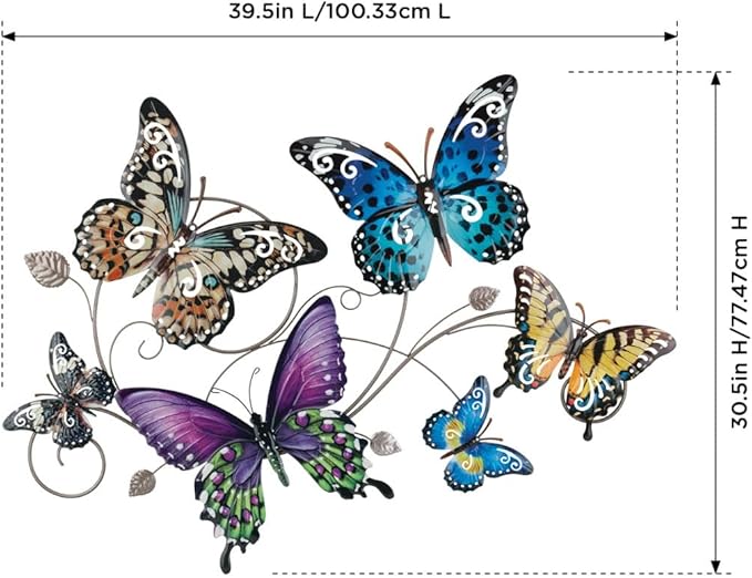 Regal Art & Gift Butterfly Collage Metal Wall Décor for Home - Large Wall Hanging Decorative Accent | Indoor Outdoor Metal Wall Art | Weather Resistant Sculpture for Living Room, Patio or Garden