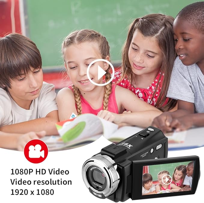 ORDRO Camcorders HDV-V12 HD 1080P Video Camera Recorder Infrared Night Vision Camera Camcorders with 16G Memory Card and 2 Batteries