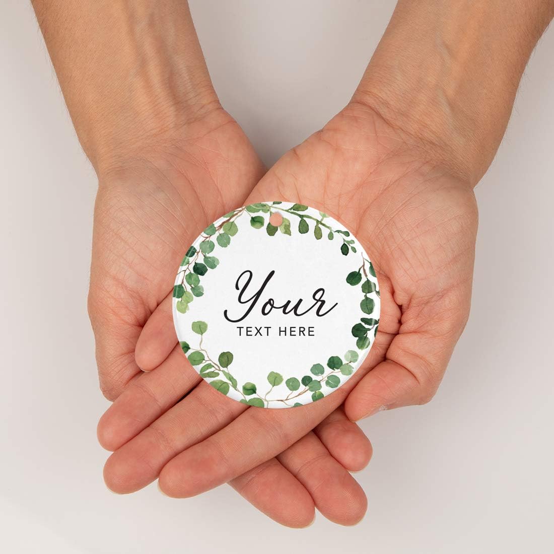 Andaz Press Personalized Round Ceramic Porcelain Christmas Tree Ornament Gift, Your Text Here, Farmhouse Eucalyptus Wreath, 1-PackGirl's Grandchild Niece Birthday Ideas