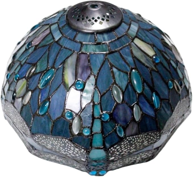 Tiffany Table Lamp,Sea Blue Dragonfly Style Stained Glass Lamp,12X12X20 Inch Decor Bedroom,Living Room Reading Tiffany Lamp,Include LED Bulb