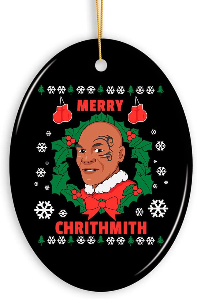 Pop Culture, Movie, and Music Themed Trendy Christmas Ornaments - Merry Chrithmith Funny Boxing Meme Christmas Ornament, Humorous
