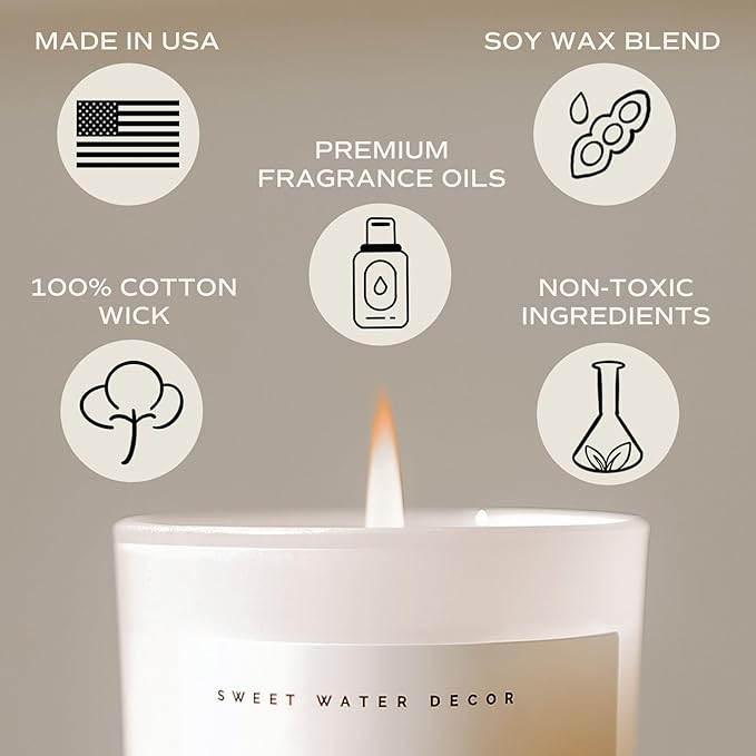 Sweet Water Decor Cypress and Fig Soy Candle | Tropical fruits, Wild Raspberry, Ripe Fig and Eucalyptus Holiday Scented Candles for Home | 11oz White Jar + Wood Lid, 50+ Hour Burn Time Made in the USA