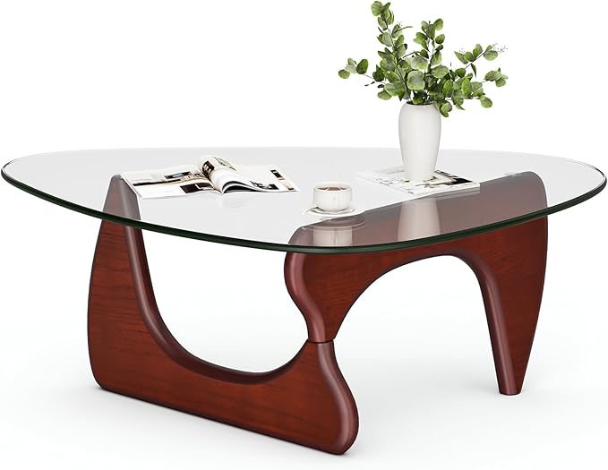 Modern Glass Coffee Table, Mid Century Triangle Coffee Table for Living Room Bedroom Reception Office Tables