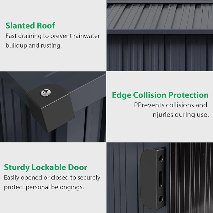 10X10 Ft Outdoor Metal Storage Shed with Roof, Weatherproof Steel Tool Shed with Lockable Door for Lawn Mower, Bike & Garden Equipment Storage