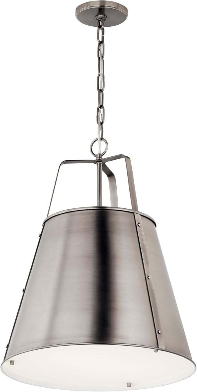 Kichler Etcher 2-Light Pendant, Updated Traditional Light with Etched Painted White Glass Diffuser in Classic Pewter, for Kitchen or Dining Room (22.5" x 18"), 52711CLP