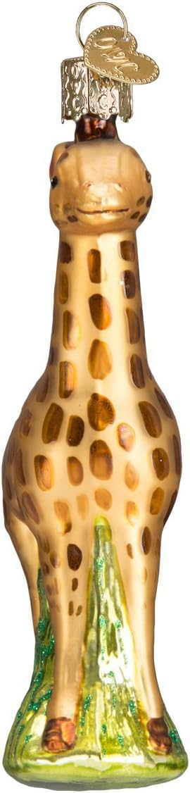 Old World Christmas Baby Giraffe Glass Blown Ornament for Christmas Tree, Handcrafted Holiday Decoration, Wildlife Animal Collection