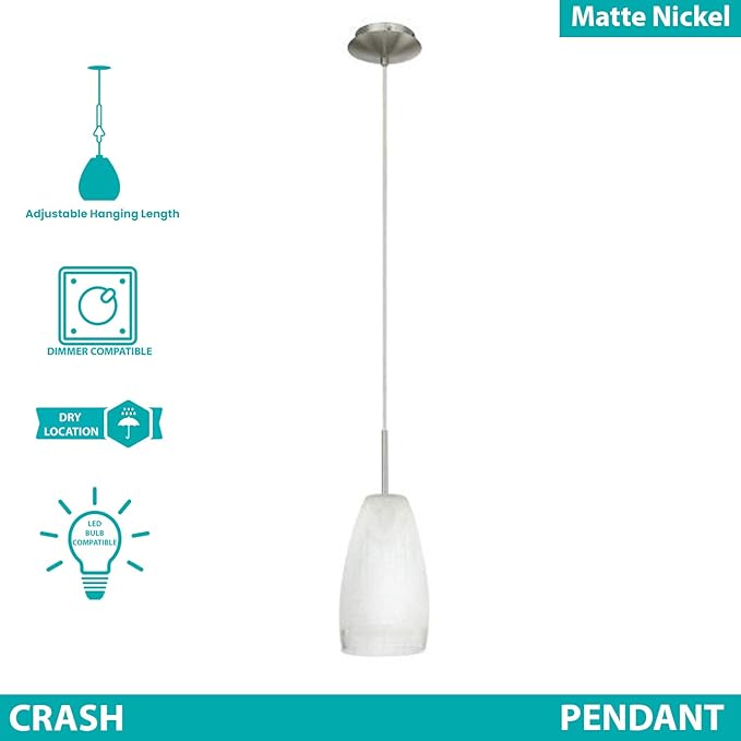EGLO 20599A Crash Ceiling Pendant, 14-Inch, Matte Nickel