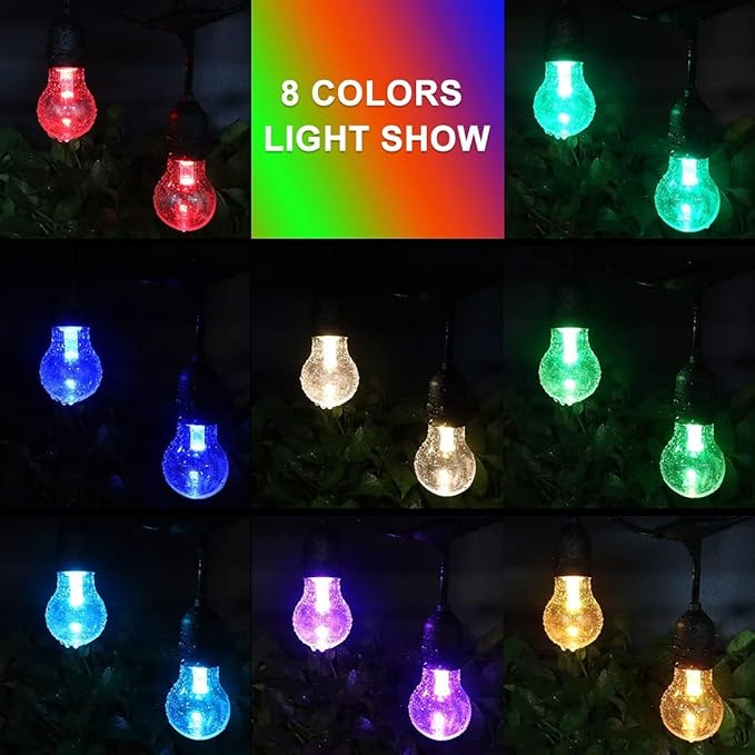 35FT Outdoor String Lights, 11 Shatterproof Edison Bulbs, Dimmable RGB Color Changing Patio Lights with Remote,Waterproof for Garden Commercial LED Decorative Lighting.