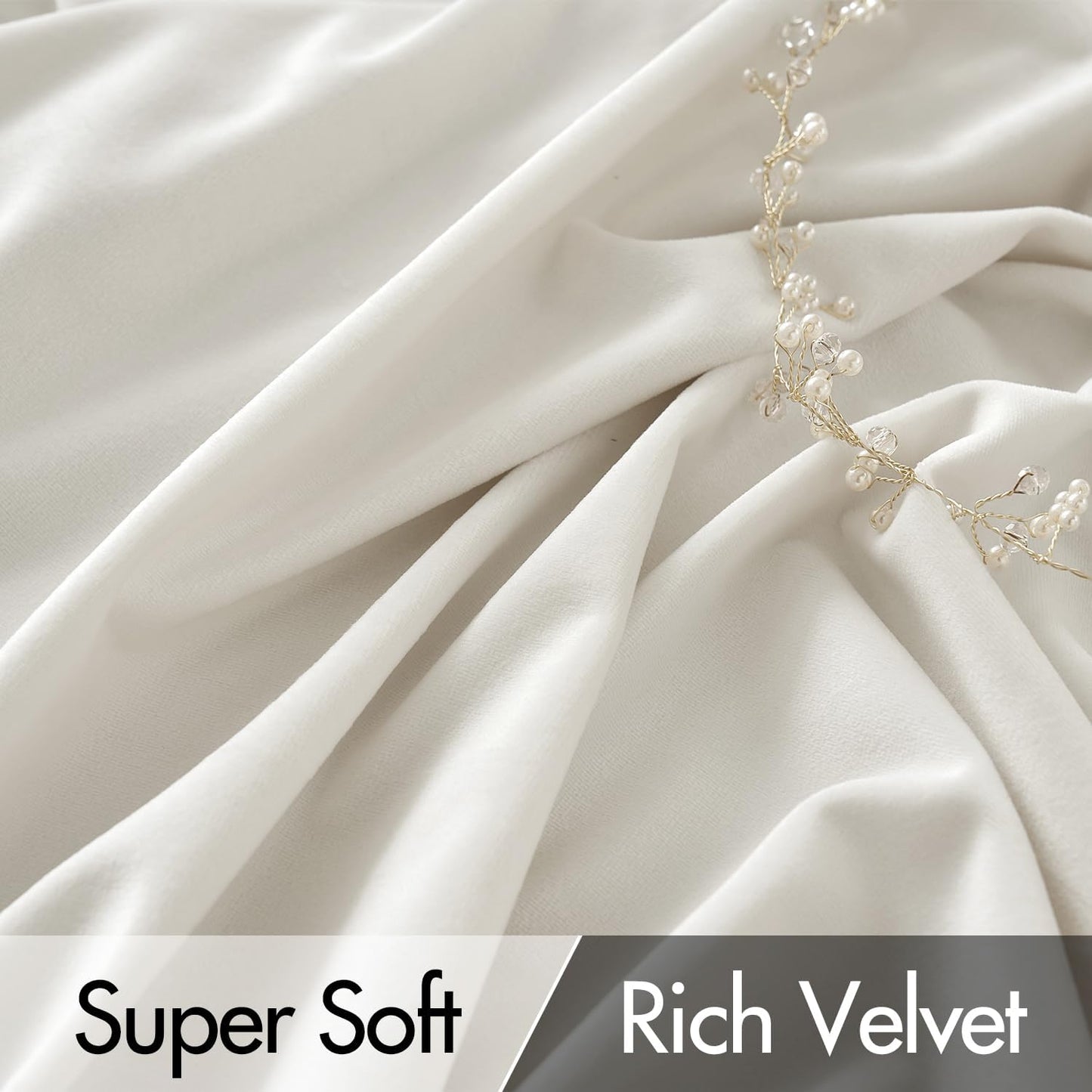 MIULEE Ivory White Velvet Curtains 108 inches Long 2 Panels - Luxury Pinch Pleated Room Darkening Window Drapes for Bedroom Living Room Thermal Insulated Super Soft, Back Tab Rod Pocket Elegant Decor