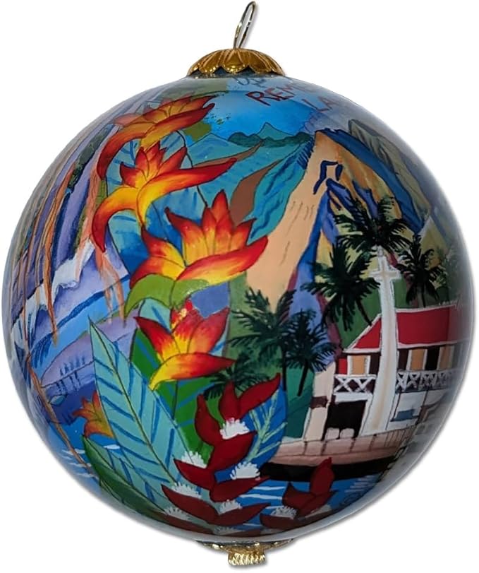 Remembering Lahaina Maui Ornament: Collectible Hand-Painted Glass Keepsake with Gift Box