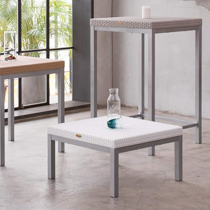 Lagoon Russ White_Rattan Coffee Table W/Alum Tube