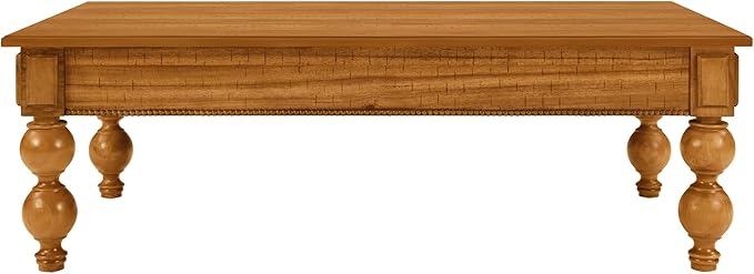 Amposei Retro Wooden Coffee Table 47’’ Vintage Cocktail Center Table with 1 Storage Drawer & Solid Wood Legs for Living Room, No Assembly, Natural
