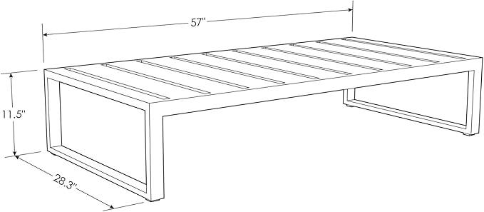 ZURI Modern Kore Outdoor Retangular Coffee Table with Powder Coated Aluminum Frame in White
