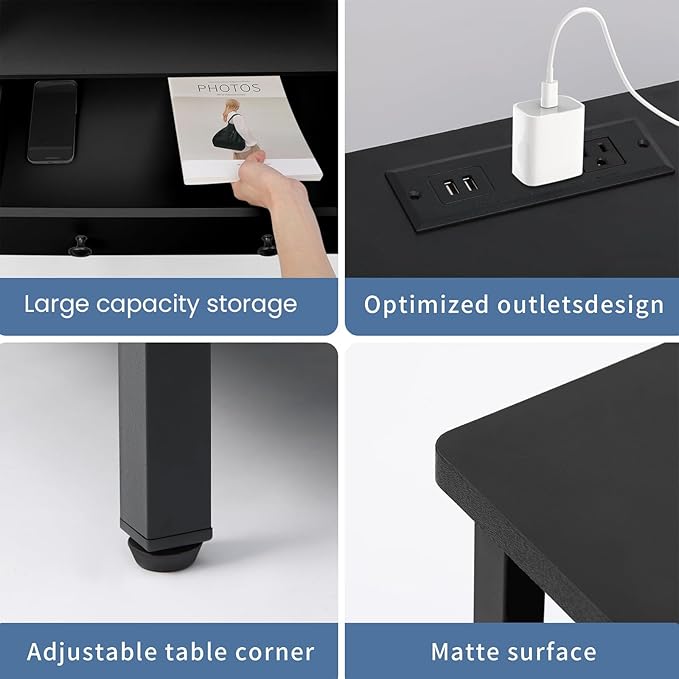 3 Wooden Drawers Night Stand, 27 Inch Wide Nightstand with Charging Station and Adjustable Drawers, Small Dresser for Closet, Bedside Table for Living Room/Bedroom/Office