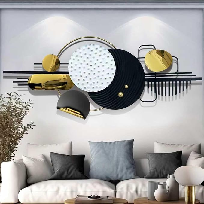 Ironelle Metal Wall Art Modern Art Black White Wall Decor Art Large 59" x 22" Abstract Wall Decor for Living Room Dining Room Bedroom Aathroom Kitchen Hanging Wall Sculptures