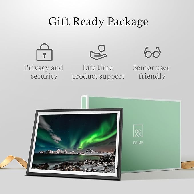 BSIMB 13.5 Inch Digital Picture Frame, 3K Resolution Ultimate Clarity Touch Screen Large WiFi Electronic Photo Frame Display 32GB, Share Pictures/Videos via App/USB/SD Easy Setup Gifts for Mom, Black