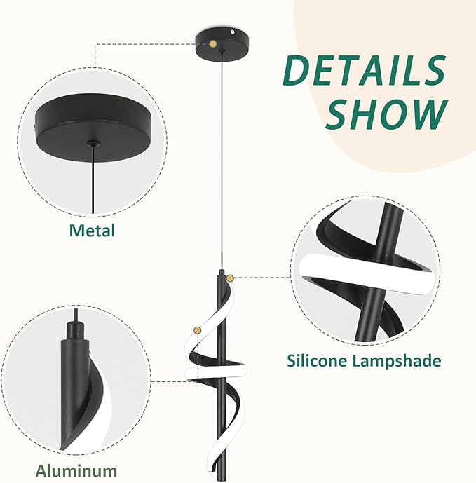 CANEOE Black Pendant Light Fixtures, Adjustable Modern Pendant Lights for Kitchen Island Small Pendant Lighting for Kitchen Island Dining Room Bar Living Room Bedroom Hanging Light Fixtures,1 Pack