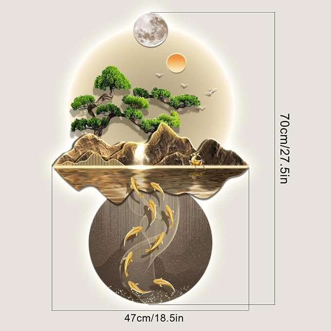 LED 3D Wall Art - 3D Painting Decor, Wall Sculptures with Light, Lamp, for Home Entrance, Bedroom