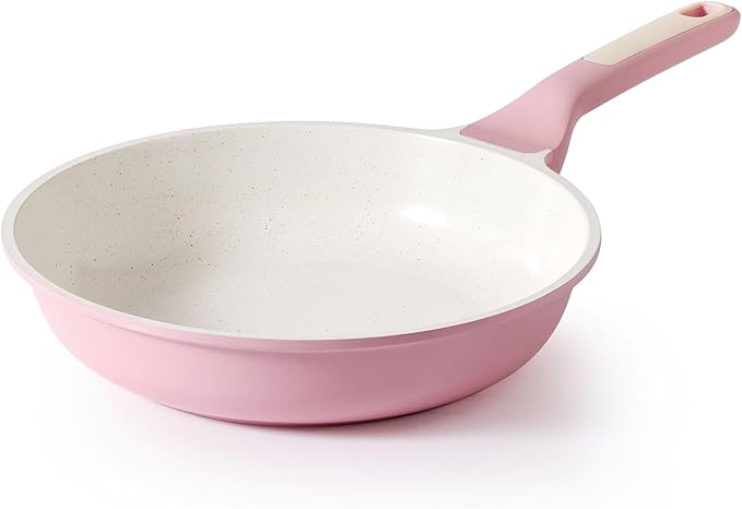 SENSARTE Nonstick Ceramic Frying Pan 8-Inch, Healthy Non Toxic Skillet, Induction Compatible Omelet Pan with Heat Resistant Handle, PFAS-Free, Sakura Pink