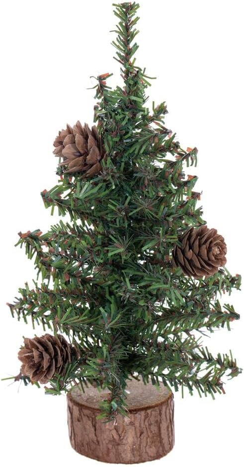 Vickerman 9" Caramel Pine Artificial Christmas Tree Unlit, Seasonal Indoor Tabletop Home Decor with Decorative Wood Base