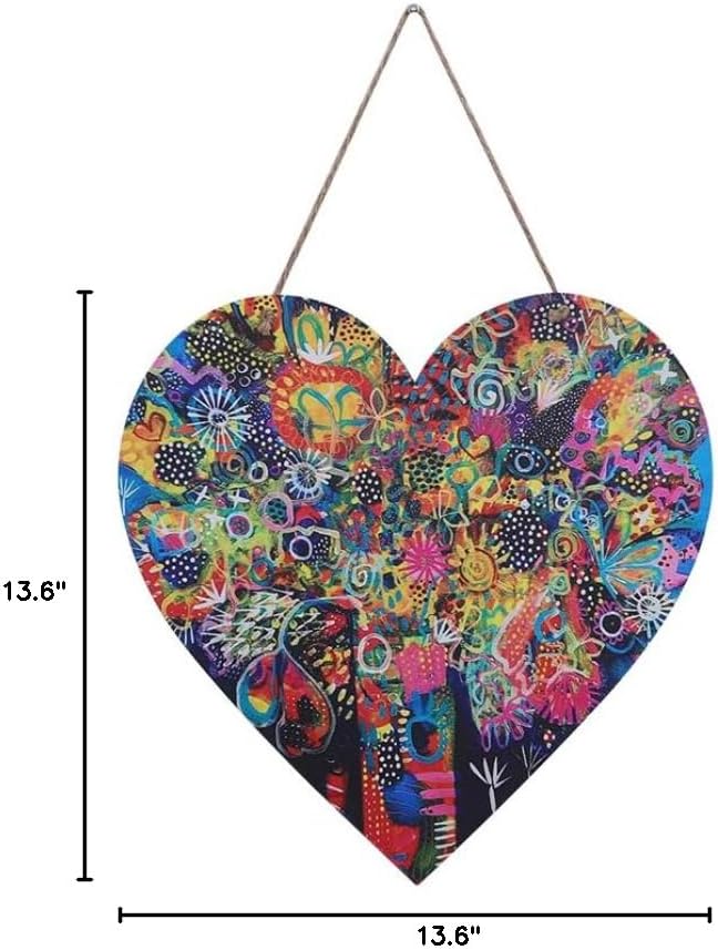 FKKA Front Porch Decor Farmhouse, Tree of Gifts Wall Art, Metal Heart Wall Decor For Bedroom, Easy Hanging With A Hanging Rope, Colorful, Gift