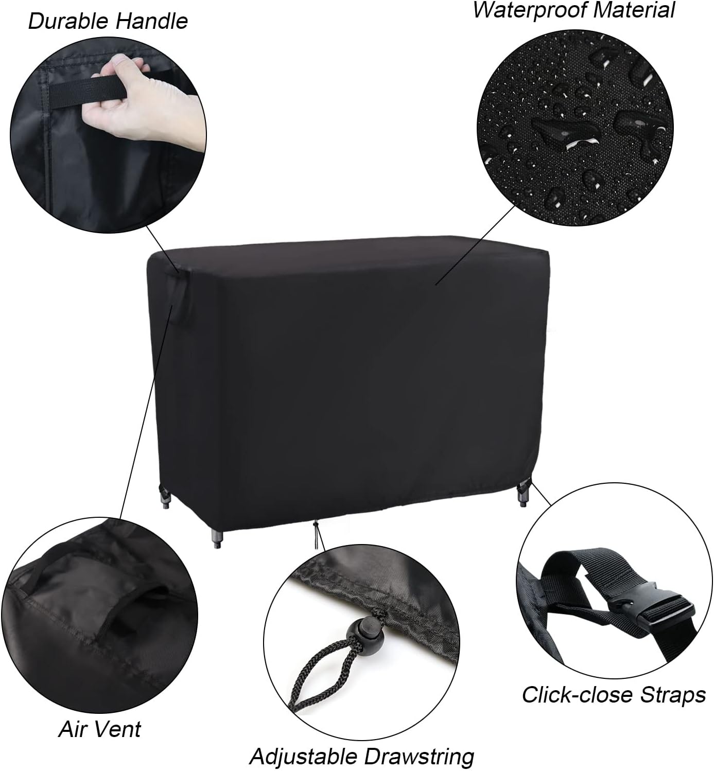 Kingling Outdoor Table Cover for Wicker Bar Cart, 48 Inch Waterproof Patio Bar Table Cover for Outdoor Beverage Serving Cart Covers - 48''L x 18''W x 36''H