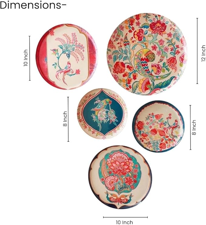 RITUALISTIC Birds of Paradise Iron Wall Art Plates – Set of 5 Decorative Plates | Floral & Nature-Inspired Metal Wall Decor | Wall Hanging for Living Room & Home Aesthetic Accent | Christmas gifts