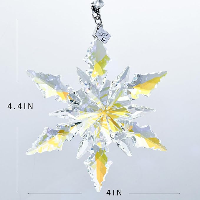 2025 Edition Crystal Snowflake Ornament Christmas Tree Ornament Home Decor Gift (2025-Multicolor)