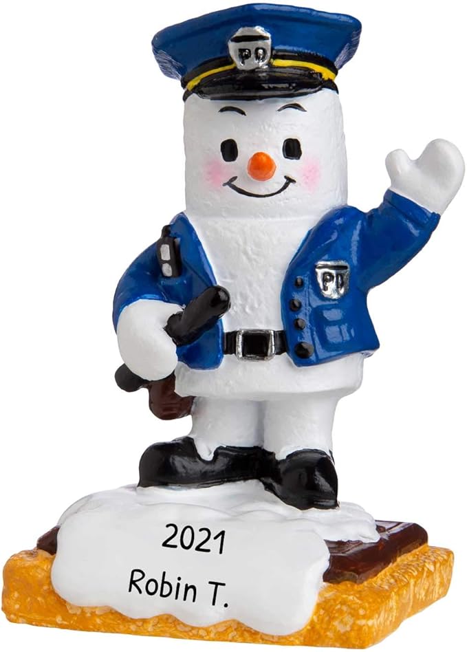Personalized Police Christmas Ornament 2025 - Marshmallow The Police Ornaments for Christmas Tree Appreciation Gifts for Coworkers Best Friend Ornament Thank You Gifts Coworker Ornaments by Elves