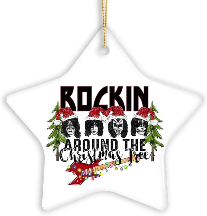 Iconic Hard Rock n Roll Guitar Christmas Ornament, Rockin Around The Christmas Tree