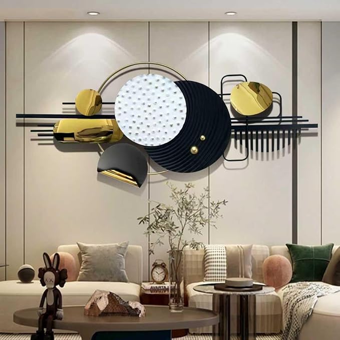 Ironelle Metal Wall Art Modern Art Black White Wall Decor Art Large 59" x 22" Abstract Wall Decor for Living Room Dining Room Bedroom Aathroom Kitchen Hanging Wall Sculptures