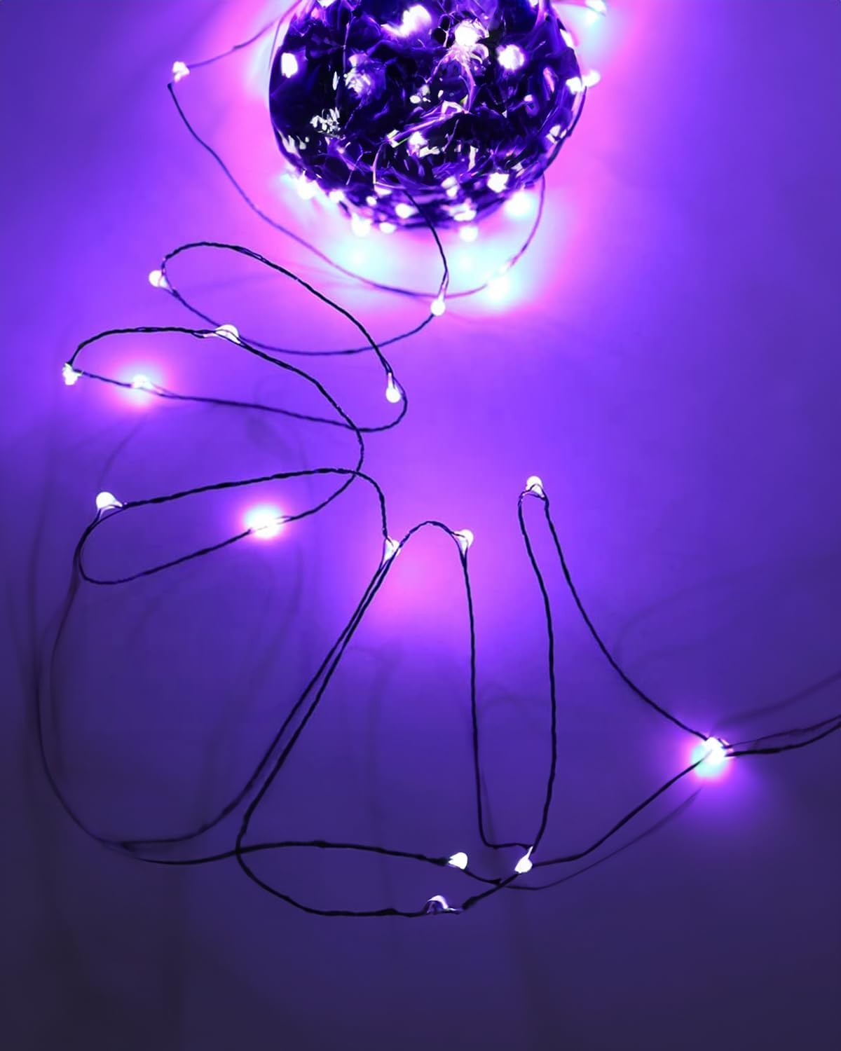 Twinkle Star 2 Pack Outdoor Solar String Lights, Total 80FT 240 LED Solar Powered Halloween Decorative Fairy Lights with 8 Modes, Waterproof Black Wire Light Patio Yard Wedding Party, Purple, 2 Pack