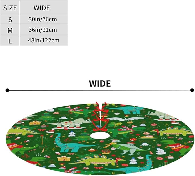 Cute Christmas Dinosaur Christmas Tree Skirt 36 Inches Animal Tree Skirt Xmas Tree Mat Holiday Party Supplies Christmas Tree Decorations