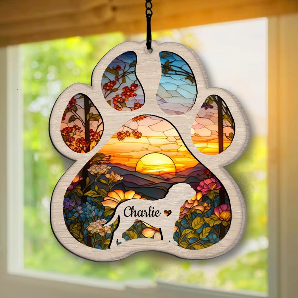 IZI POD Personalized Dogue de Bordeaux Suncatcher Dog Memorial Gifts, Custom Dogue de Bordeaux Ornament Christmas Tree, Pet Remembrance Gift, Loss of Dog Sympathy Gift, Pet Loss Suncatcher