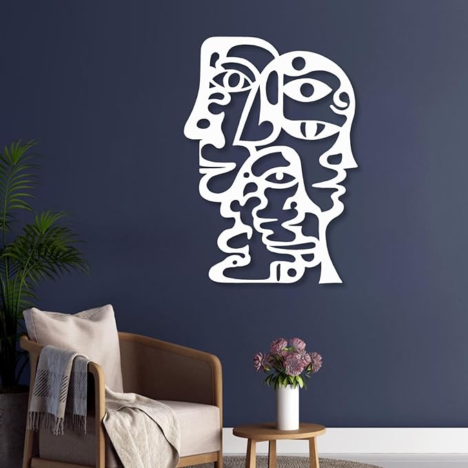 huefoam Abstract Face Metal Wall Art, Picasso Faces Metal Wall Art, Abstract Wall Decor for Living Room, Bedroom, Dining Room (Gold, 35"×25"/90×63cm, metal art wall decor)